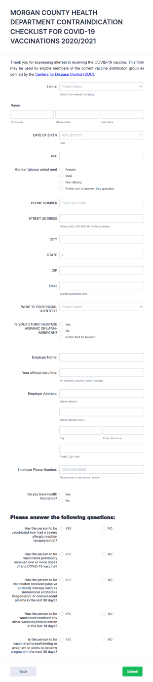 MCHD COVID 19 Vaccine PRE REGISTRATION Form Template
