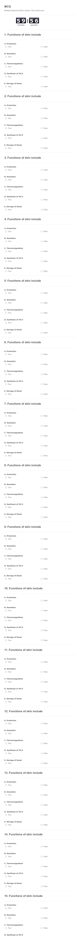 MCQ (Multiple ResponseMinus Not Carried Over) Form Template