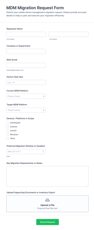 MDM Migration Request Form Template