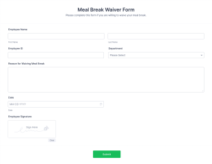 Meal Break Waiver Form Template