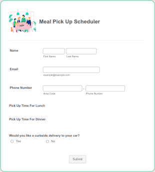 Meal Pick Up Scheduler Form Template
