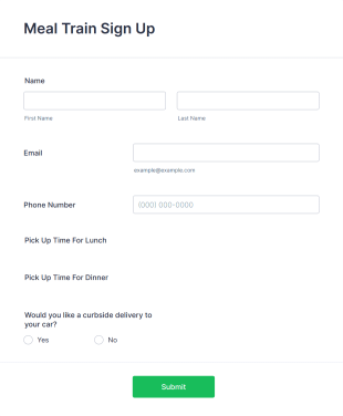 Meal Train Sign Up Form Template