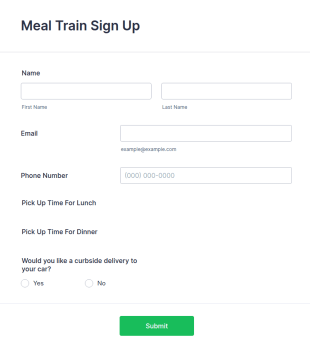 Meal Train Sign Up Form Template