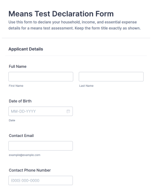 Means Test Declaration Form Template