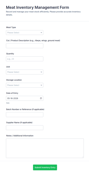 Meat Inventory Management Form Template