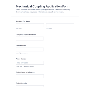 Mechanical Coupling Application Form Template
