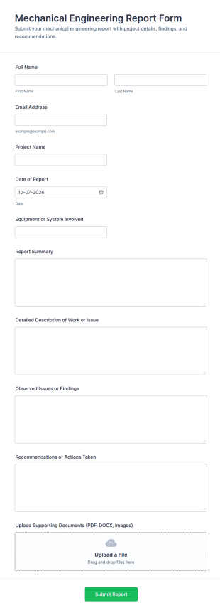 Mechanical Engineering Report Form Template