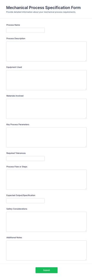 Mechanical Process Specification Form Template