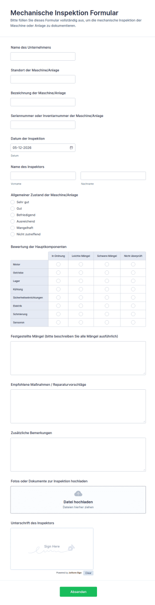 Mechanische Inspektion Formular