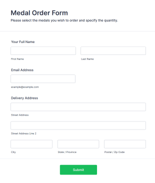 Medal Order Form Template