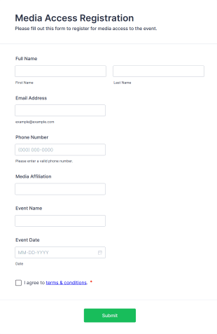 Media Access Registration Form Template