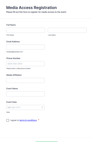 Media Access Registration Form Template