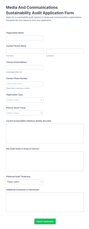 Media And Communications Sustainability Audit Application Form Template