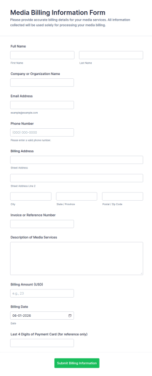 Media Billing Information Form Template