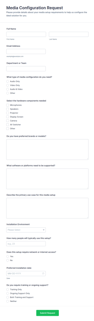 Media Configuration Request Form Template