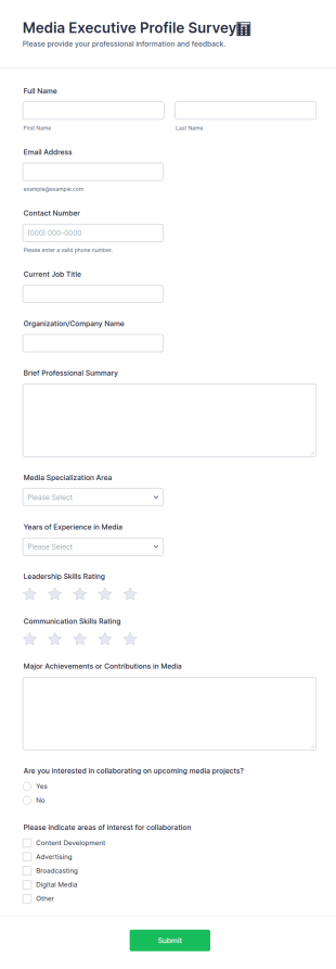 Media Executive Profile Survey📊 Form Template