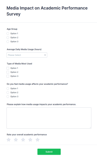 Media Impact On Academic Performance Survey Form Template