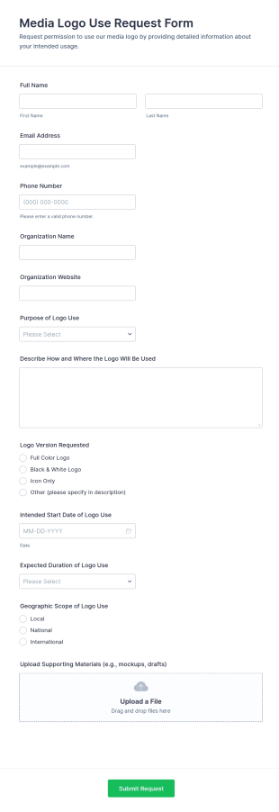 Media Logo Use Request Form Template