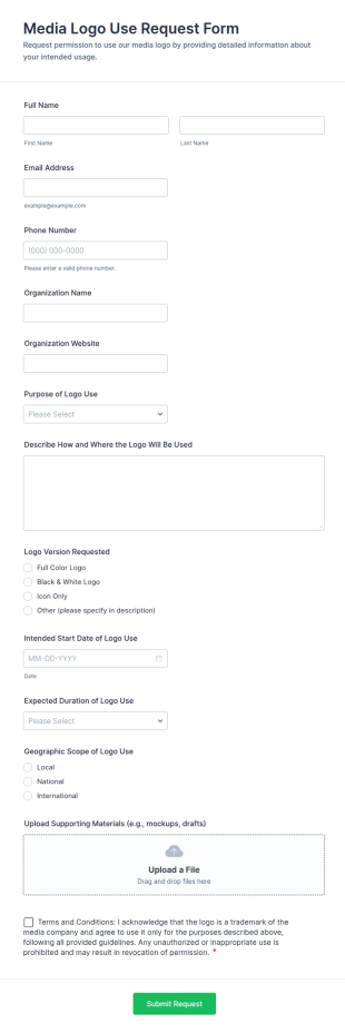 Media Logo Use Request Form Template