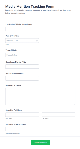 Media Mention Tracking Form Template