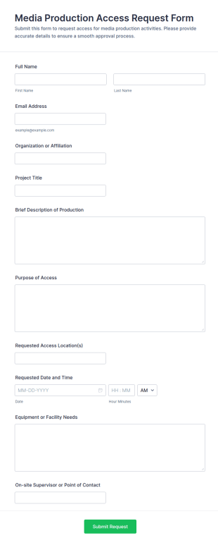 Media Production Access Request Form Template