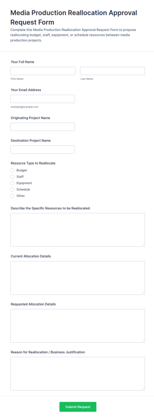 Media Production Reallocation Approval Request Form Template