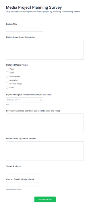 Media Project Planning Survey Form Template
