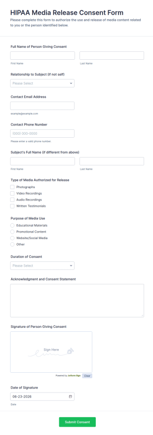 Media Release Consent Form Template