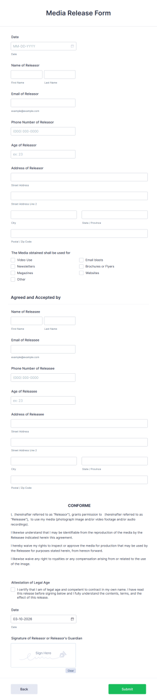 Media Release Form Template