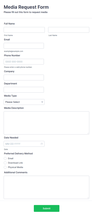 Media Request Form Template