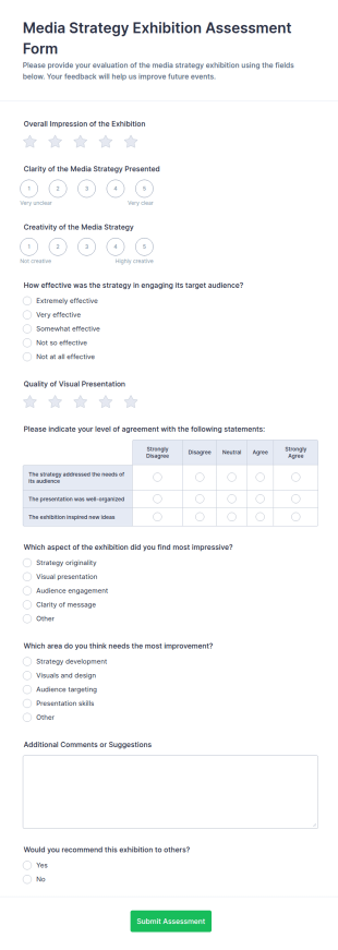 Media Strategy Exhibition Assessment Form Template
