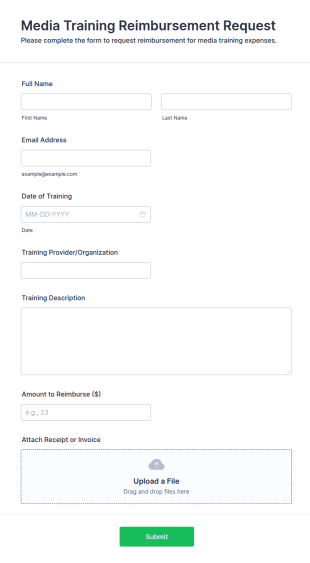 Media Training Reimbursement Request Form Template