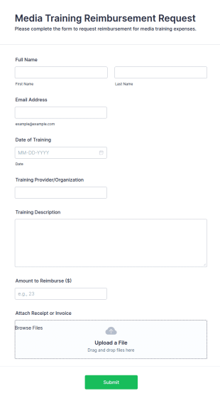 Media Training Reimbursement Request Form Template