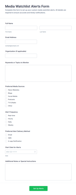 Media Watchlist Alerts Form Template