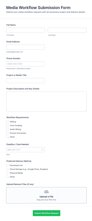 Media Workflow Submission Form Template