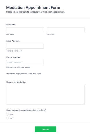 Mediation Appointment Form Template