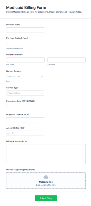 Medicaid Billing Form Template