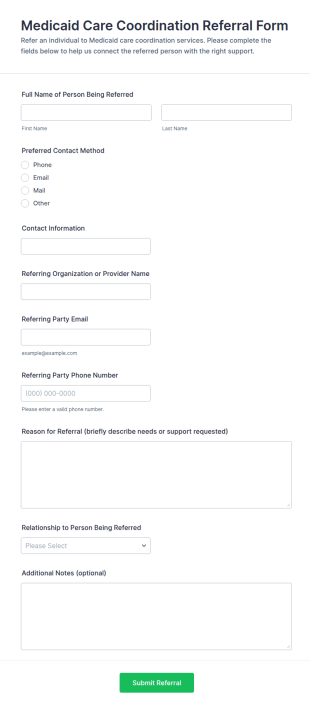 Medicaid Care Coordination Referral Form Template