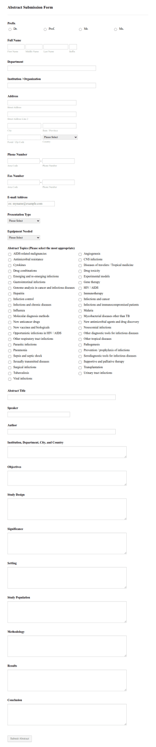 Medical Abstract Submission Form Template