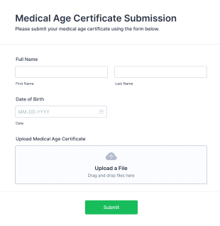 Medical Age Certificate Submission Form Template