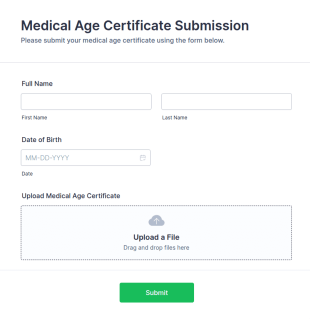 Medical Age Certificate Submission Form Template