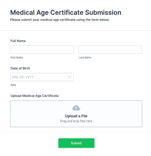 Medical Age Certificate Submission Form Template