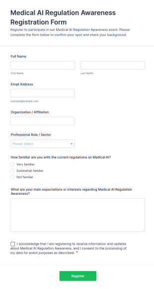 Medical AI Regulation Awareness Registration Form Template
