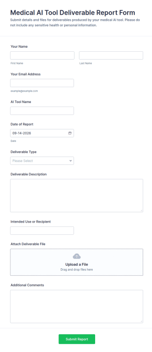 Medical AI Tool Deliverable Report Form Template