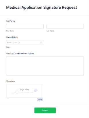 Medical Application Signature Request Form Template