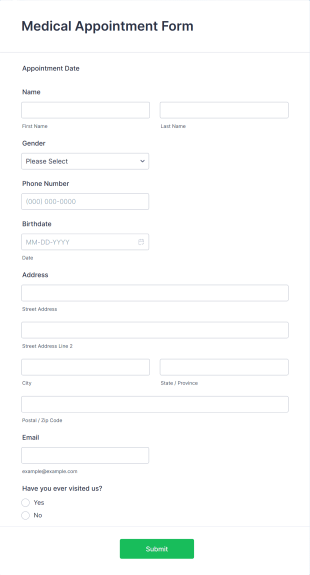 Medical Appointment Form Template