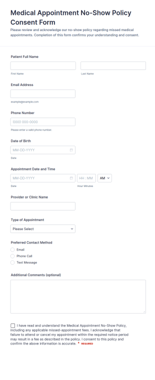 Medical Appointment No Show Policy Consent Form Template