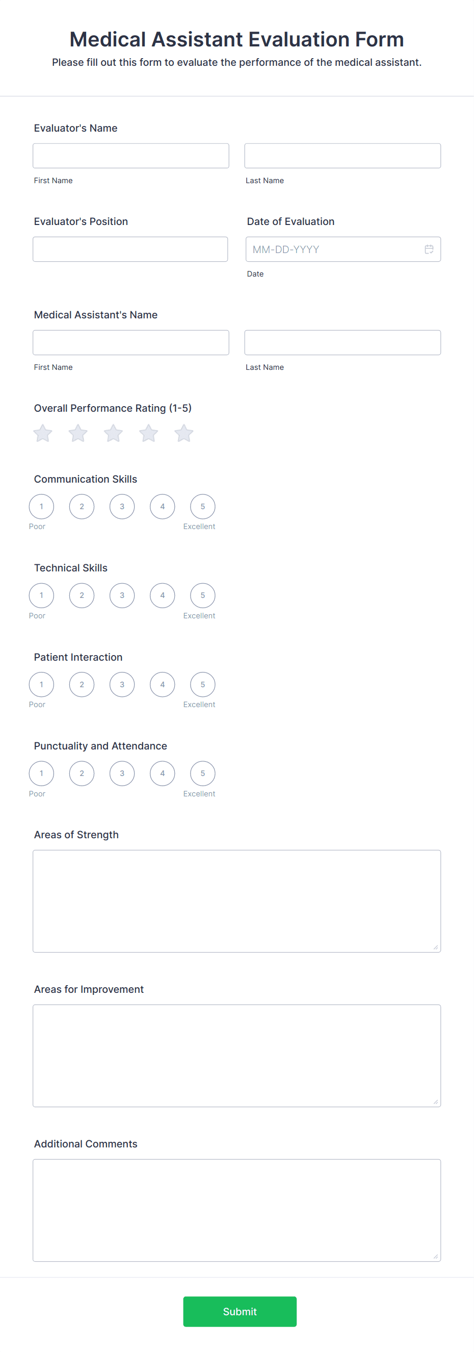 Medical Assistant Evaluation Form Template | Jotform