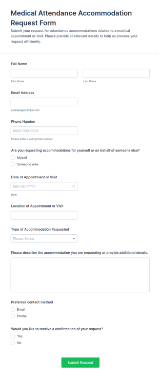Medical Attendance Accommodation Request Form Template