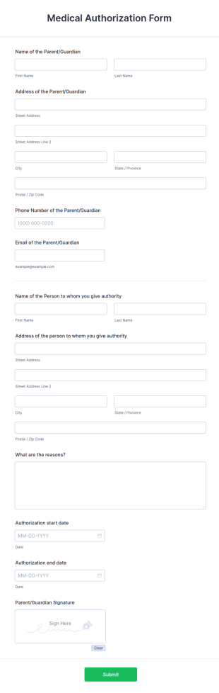 Medical Authorization Form Template